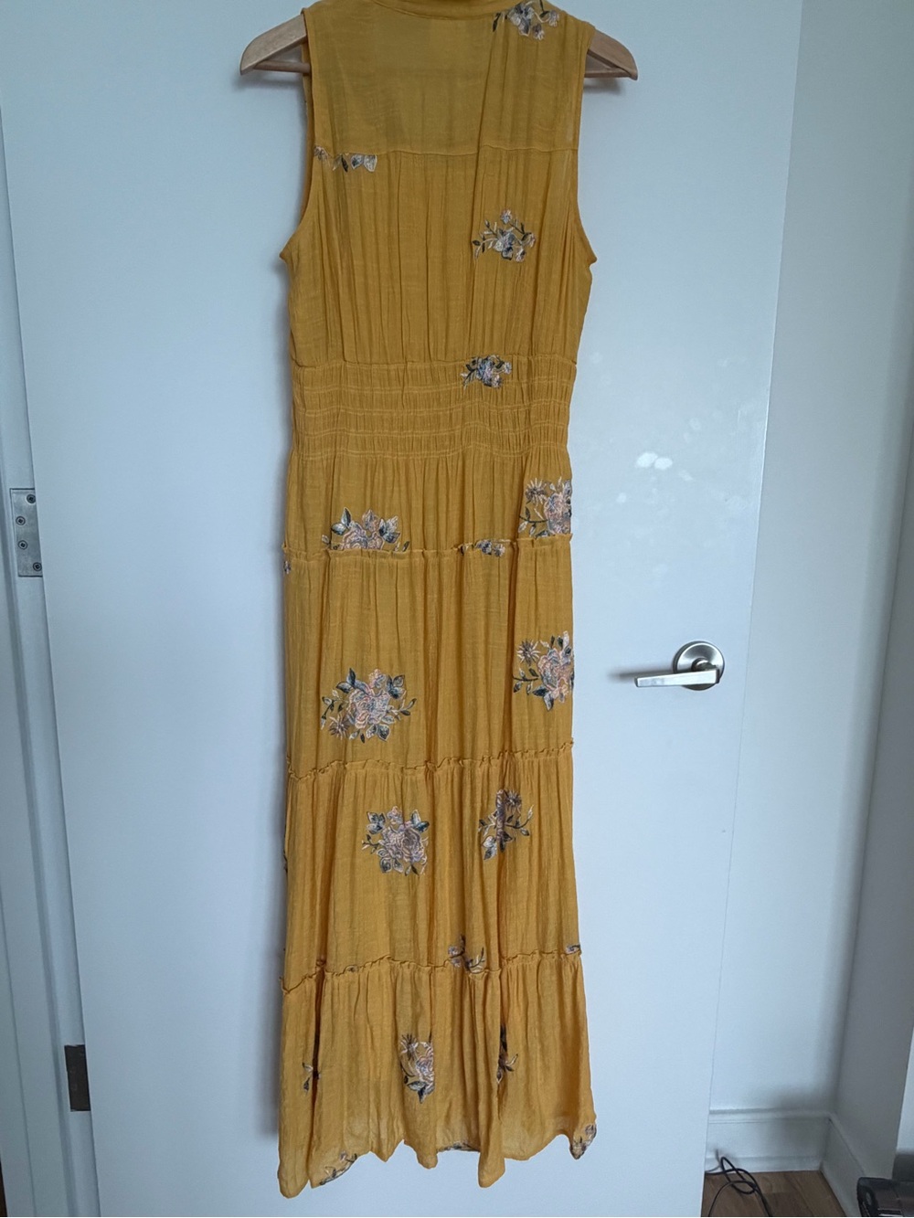 fig and flower Sleeveless Mustard Yellow Floral Maxi Dress - Picture 4 of 6